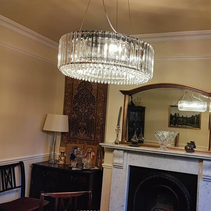 Moderne Lysekrone i Krystal med Justerbar Højde til Spisestue – 6 Lys Kronleuchtere Tech Butik