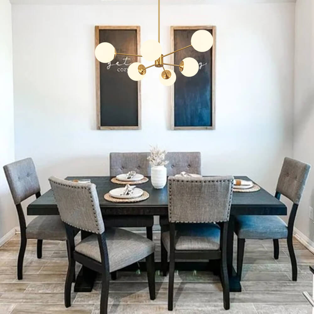 Moderne Lysekrone med Opal Glas – Justerbar Belysning til Stue og Køkken Kronleuchtere Tech Butik