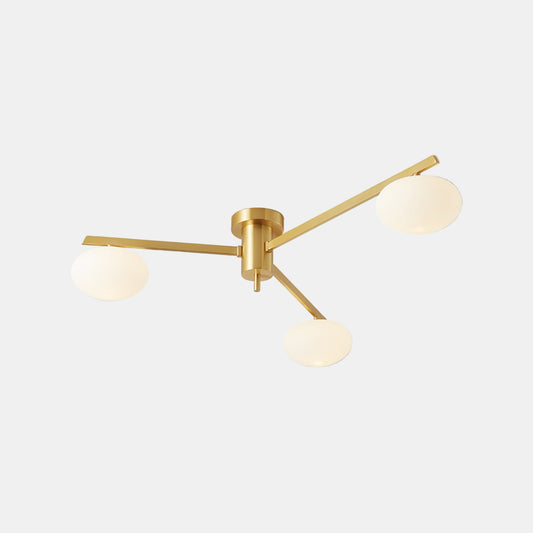 Moderne Minimalistisk Loftlampe med Elegante Ovale Pærer Loftslampe Tech Butik 3 hoveder ⌀ 85cm x H 18cm Messing & Hvid