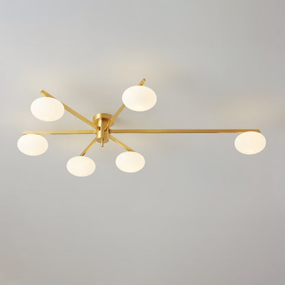 Moderne Minimalistisk Loftlampe med Elegante Ovale Pærer Loftslampe Tech Butik 6 hoveder ⌀ 115cm x H 18cm Messing & Hvid