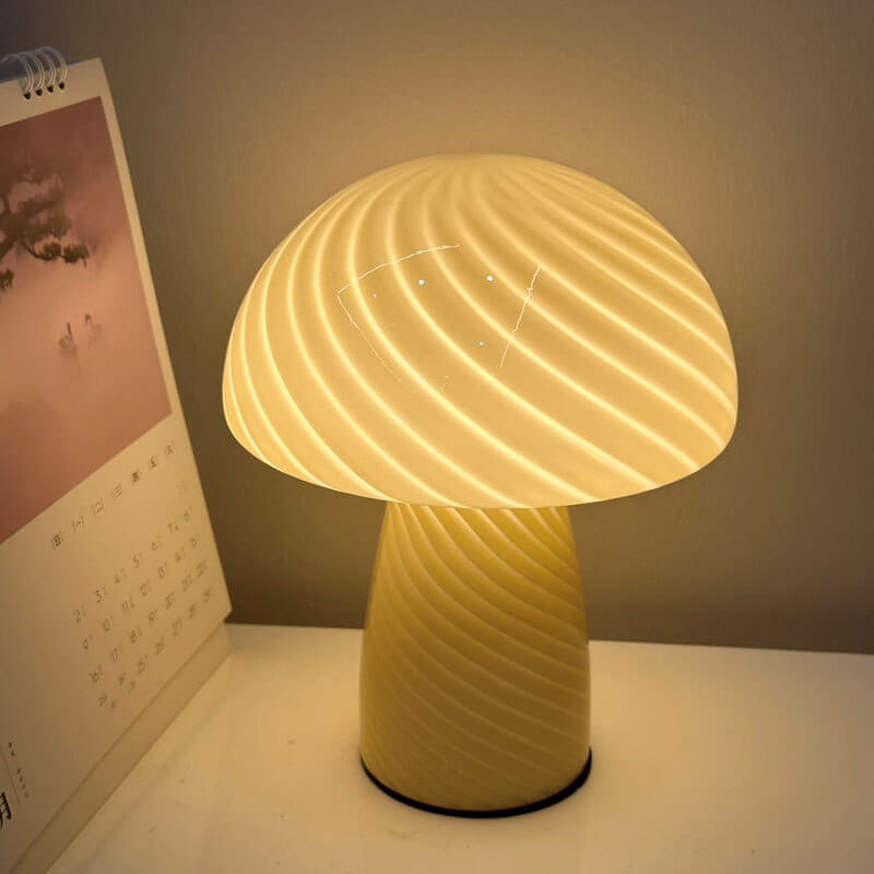 Moderne Minimalistisk Svampebordslampe i Glas til Stemningsbelysning Børnelamper Tech Butik Gul
