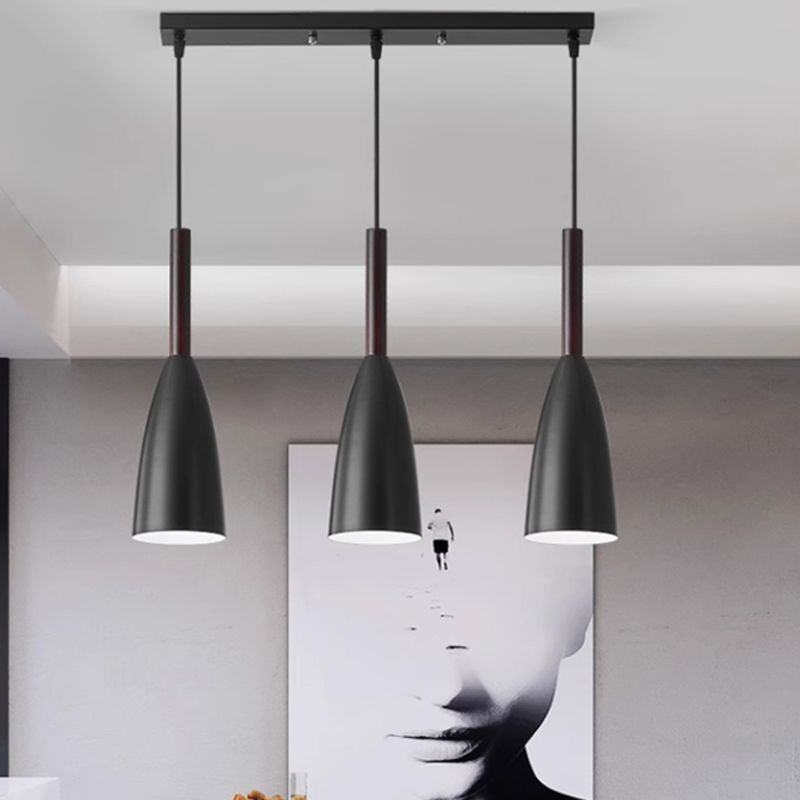 Moderne Nordisk Loftlampe Hængelamper Tech Butik 3 stk. Rektangulær sort