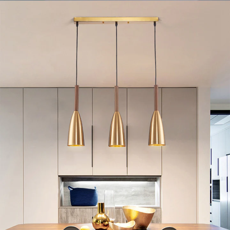 Moderne Nordisk Loftlampe Hængelamper Tech Butik 3 stk Rektangulær guld