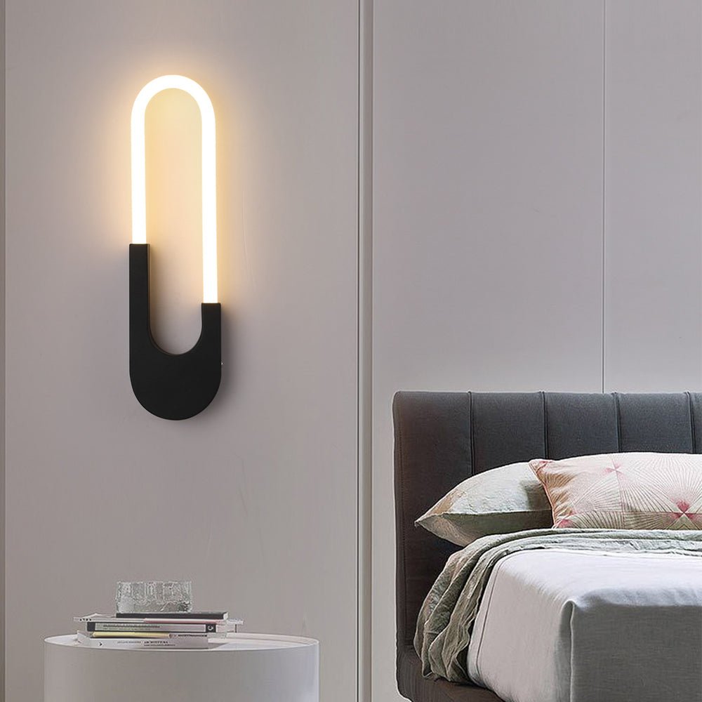 Moderne Oval LED Væglampe Væglamper Tech Butik Sort Varmt lys