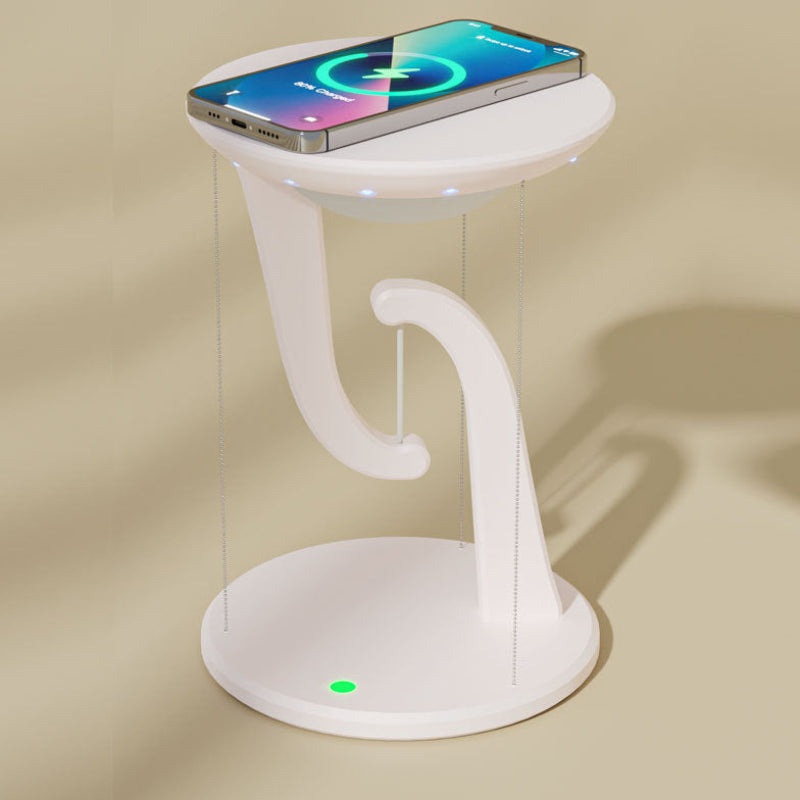 Moderne Rund LED-bordlampe og Mobilholder Praktiske lamper Tech Butik