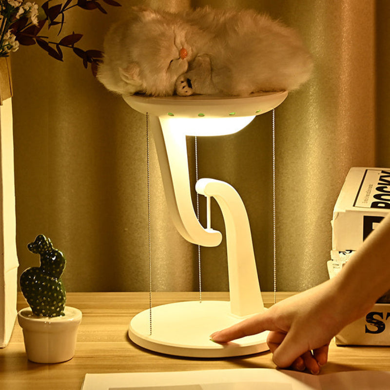 Moderne Rund LED-bordlampe og Mobilholder Praktiske lamper Tech Butik