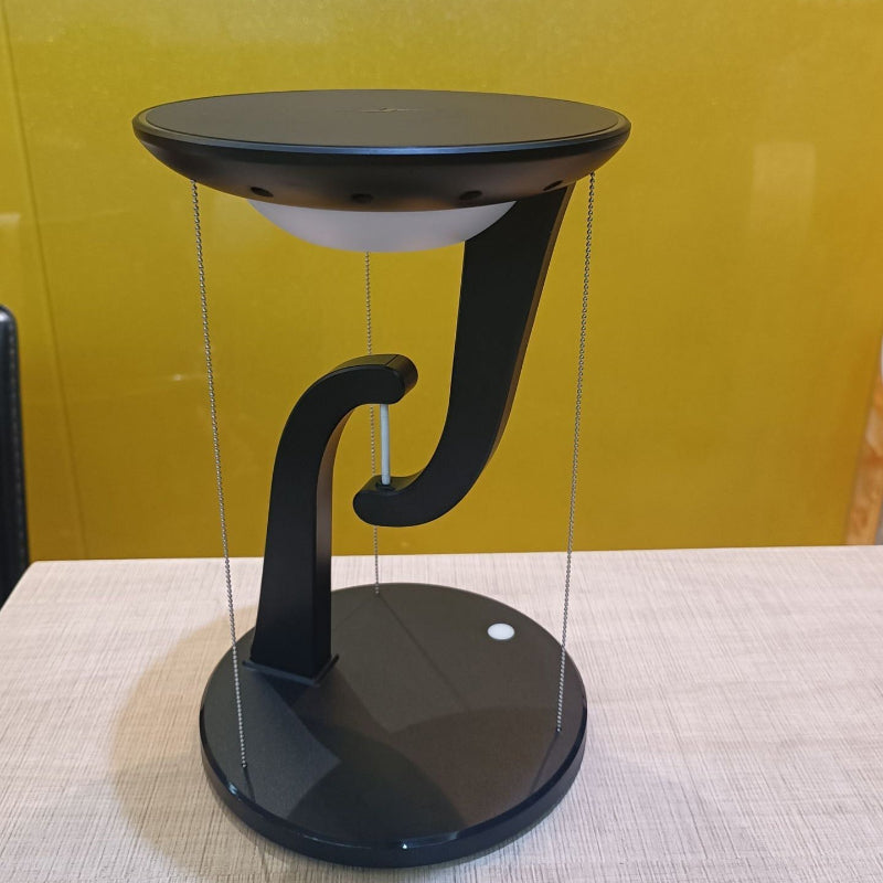 Moderne Rund LED-bordlampe og Mobilholder Praktiske lamper Tech Butik Sort