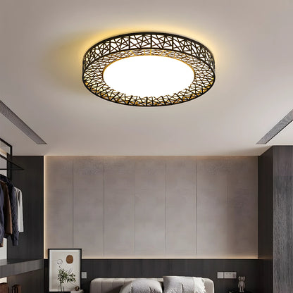 Moderne Rund LED Loftlampe til Hygge og Stil Lamp Tech Butik Sort Dia 40cm x H 10cm 3 Farveændring