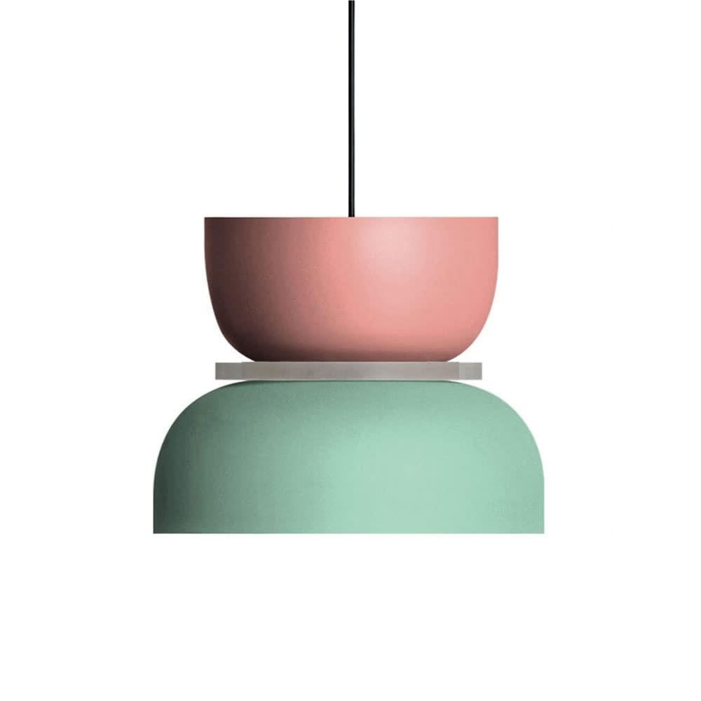 Moderne Skålformet Pendellampe til Stilfulde Rum Hængelamper Tech Butik Lyserød + mintgrøn (Dia 29 cm x H 28cm)