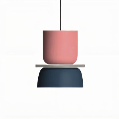 Moderne Skålformet Pendellampe til Stilfulde Rum Hængelamper Tech Butik Lyserød + marineblå (Dia 18 cm x H 26cm)
