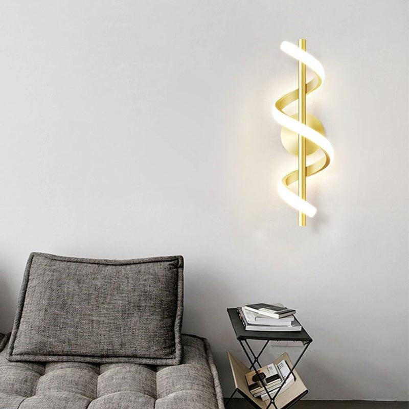 Moderne Spiral Væglampe til Indendørs Stemning Væglamper Tech Butik Guld Kølig hvid