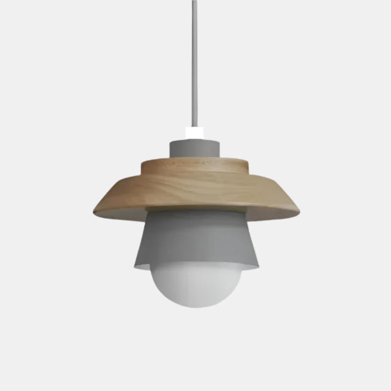 Moderne Træpendel med Farverigt Nordisk Design Hængelamper Tech Butik Grå Kold hvid