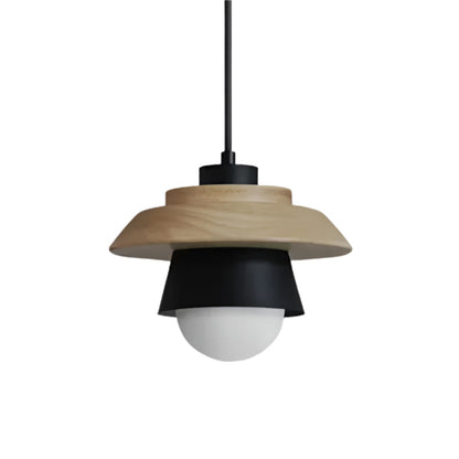 Moderne Træpendel med Farverigt Nordisk Design Hængelamper Tech Butik Sort Uden pære