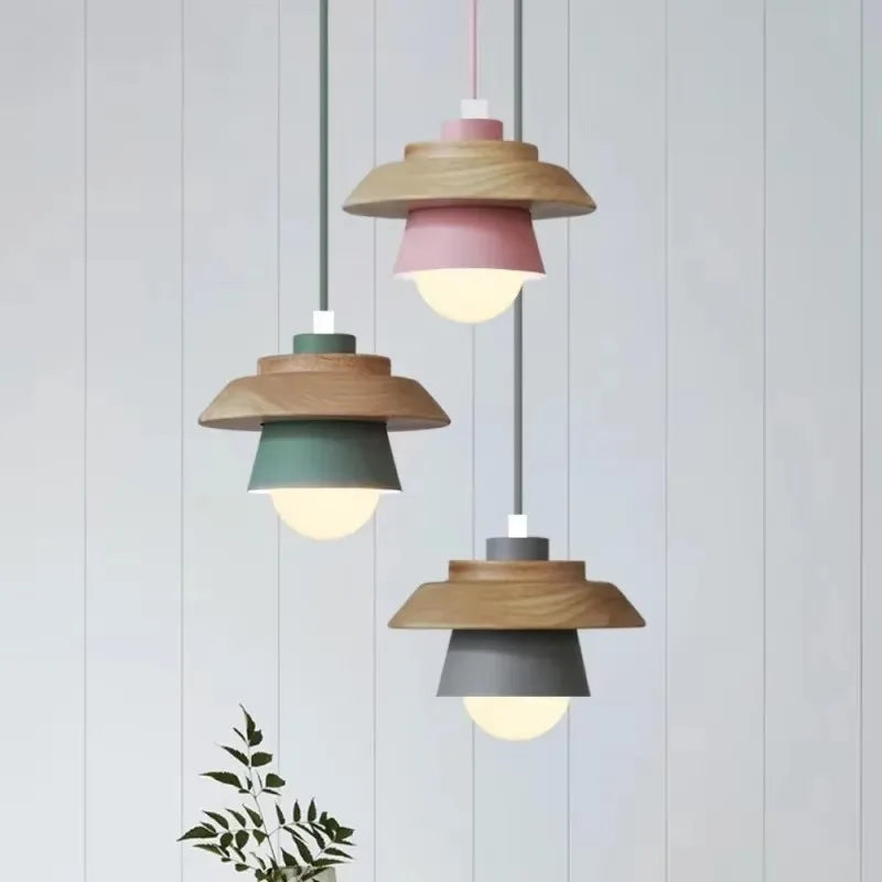 Moderne Træpendel med Farverigt Nordisk Design Hængelamper Tech Butik