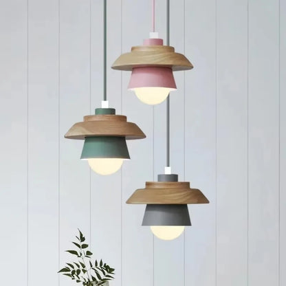 Moderne Træpendel med Farverigt Nordisk Design Hængelamper Tech Butik