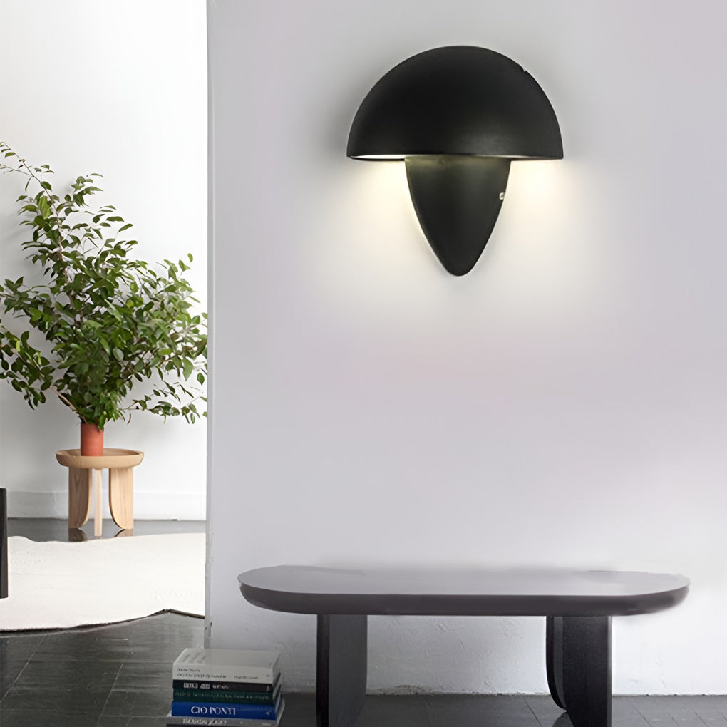 Moderne Udendørs Væglampe med Unikt Svampeformet Design Væglamper Tech Butik Sort Varm hvid