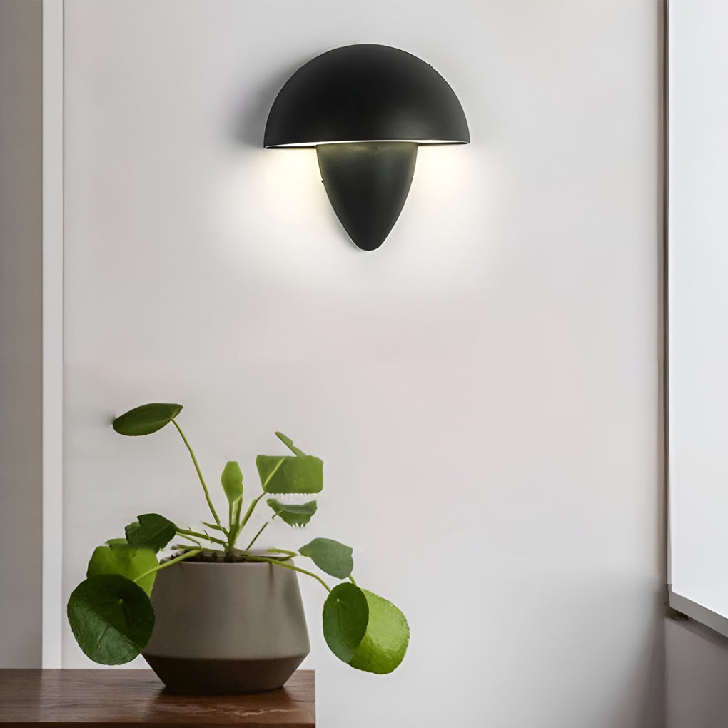 Moderne Udendørs Væglampe med Unikt Svampeformet Design Væglamper Tech Butik Sort Kold hvid