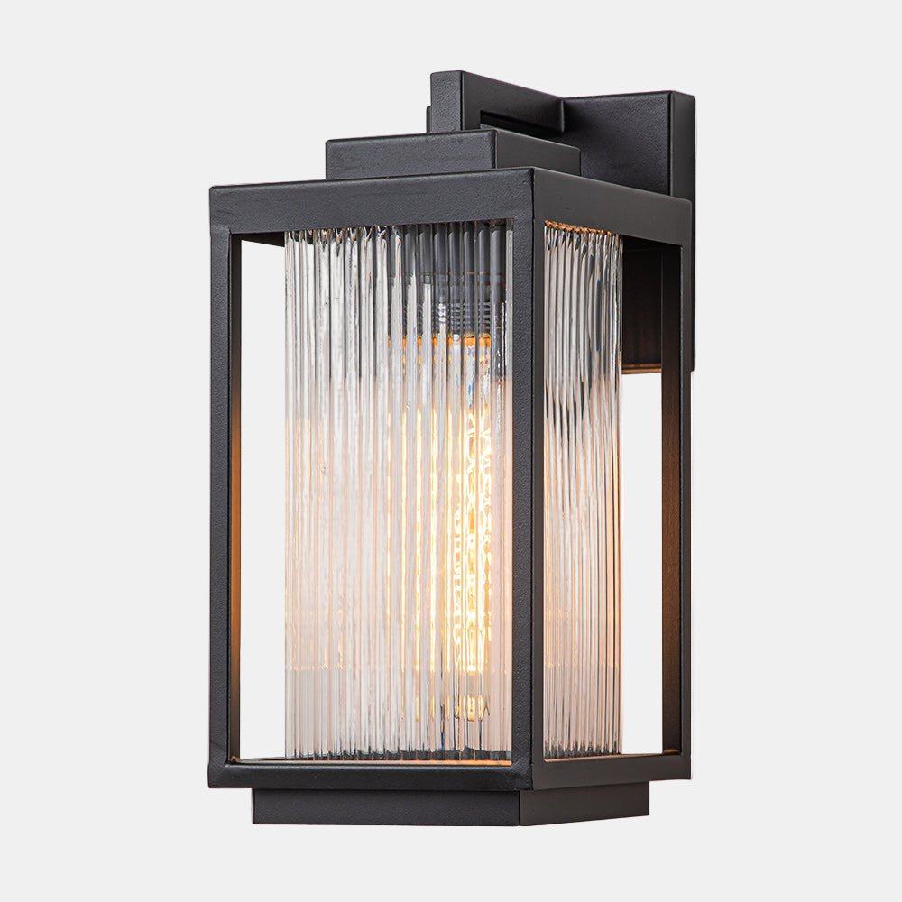 Moderne Udendørs Væglys med Stribet Glas – Vandtæt Lanterne til Veranda Udendørs belysning Tech Butik