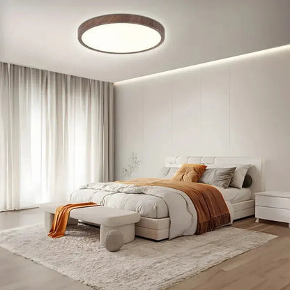 Moderne Ultra-Tynd Rund LED Loftslampe med Træeffekt Loftslampe Tech Butik