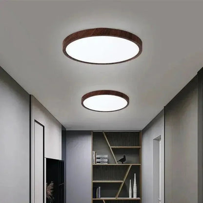 Moderne Ultra-Tynd Rund LED Loftslampe med Træeffekt Loftslampe Tech Butik