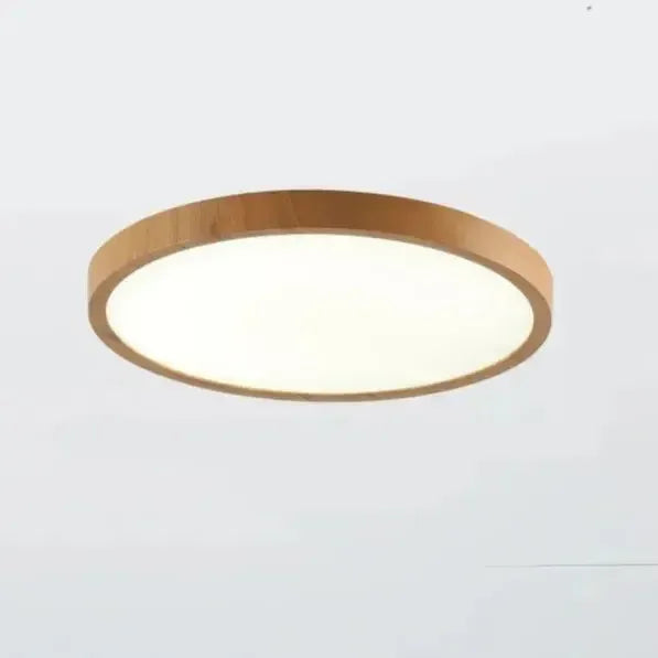 Moderne Ultra-Tynd Rund LED Loftslampe med Træeffekt Loftslampe Tech Butik Træ D30cm x H2.5cm