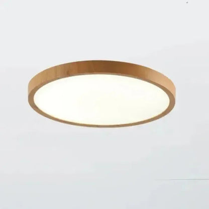 Moderne Ultra-Tynd Rund LED Loftslampe med Træeffekt Loftslampe Tech Butik Træ D30cm x H2.5cm