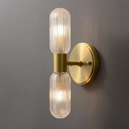 Moderne Væglampe i Guld med Klart Glas Væglamper Tech Butik