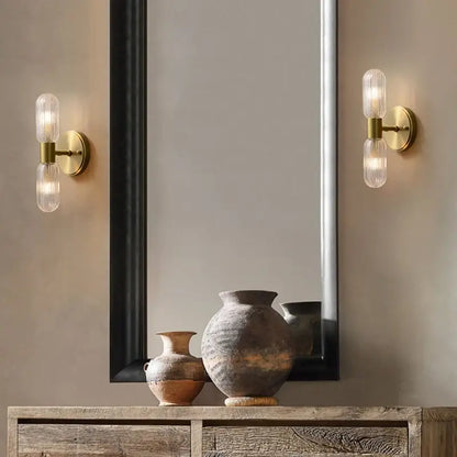 Moderne Væglampe i Guld med Klart Glas Væglamper Tech Butik