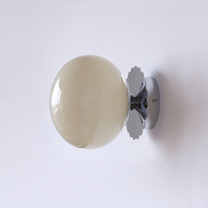 Moderne Væglampe med Glas Kugle til Soveværelse og Stue Væglamper Tech Butik Krom+beige