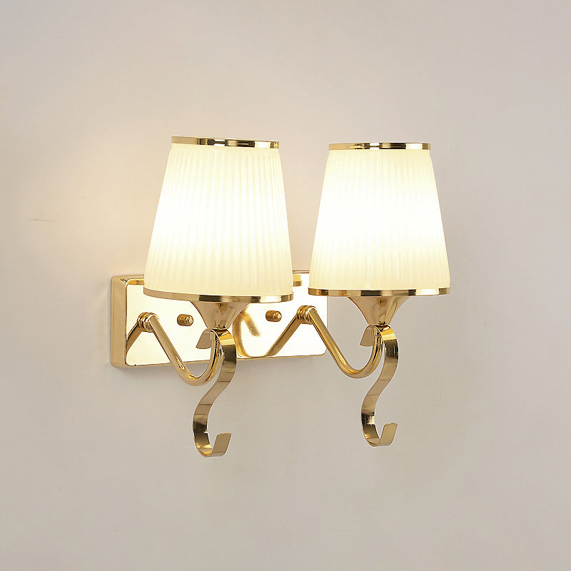 Moderne Væglampe med Kunstnerisk Buet Skærm Væglamper Tech Butik Trapez 2-Lys