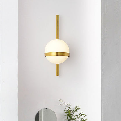 Moderne Væglampe med Rund Glasdetalje Væglamper Tech Butik Lille Guld