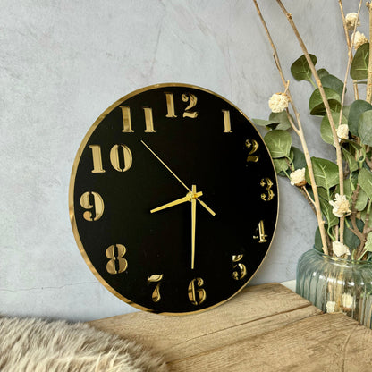 Moderne Vægur i Mat Sort med Spejl-Akryl – Stilfuldt Ur til Stuen Vægure Tech Butik