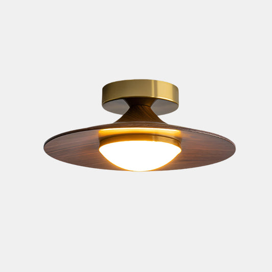 Moderne loftslampe med detaljer i imiteret træ Loftslampe Tech Butik Valnød & Guld Varmt lys