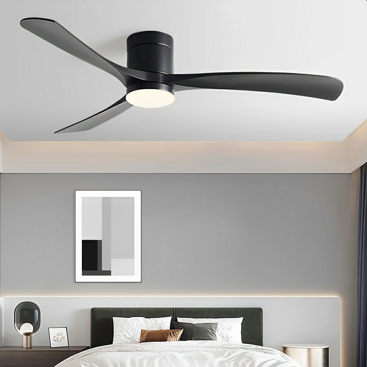 Moderne loftventilator med 6 hastigheder og omvendt funktion Loftslampe Tech Butik Sort Vægbryder 96 cm