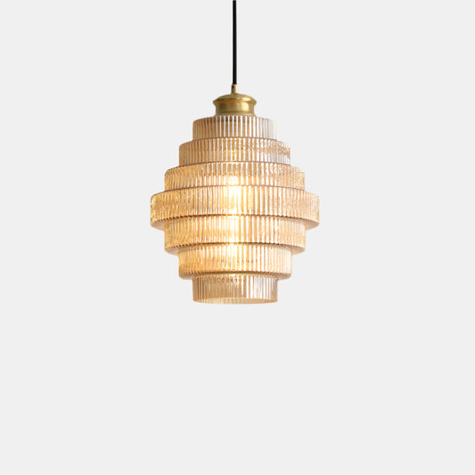 Moderne messingfarvet glaspendel i flaskedesign Hængende lampe Tech Butik Orange D22*H30cm