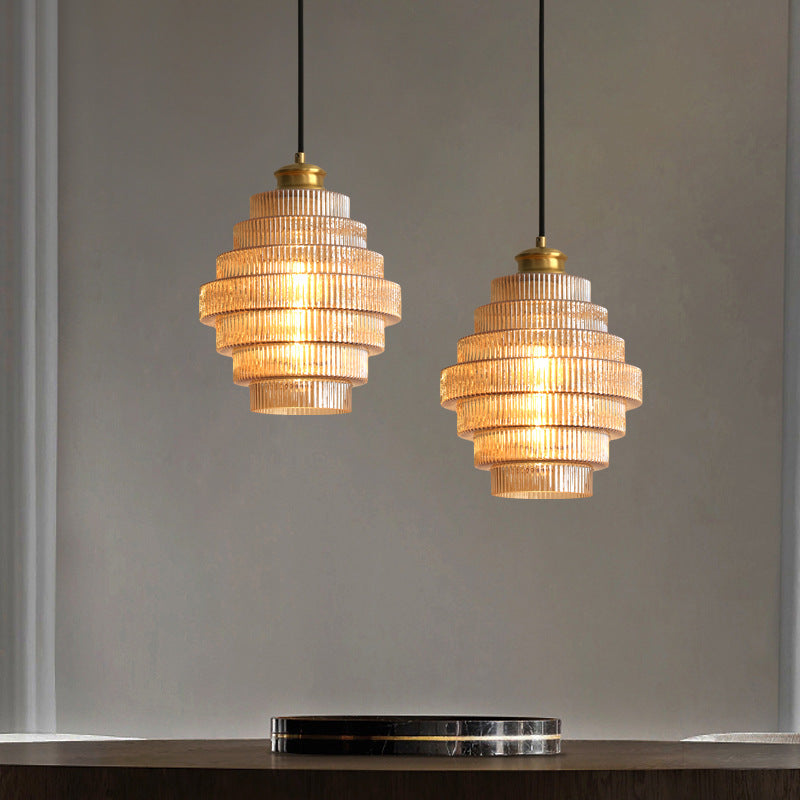Moderne messingfarvet glaspendel i flaskedesign Hængende lampe Tech Butik