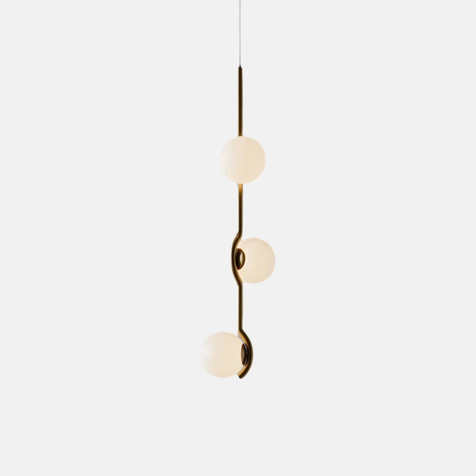 Moderne minimalistisk glaspendellampe med elegant design Hængende lampe Tech Butik 3 hoveder Dia 10cm x H 52cm Guld & Hvid