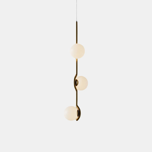 Moderne minimalistisk glaspendellampe med elegant design Hængende lampe Tech Butik 3 hoveder Dia 10cm x H 52cm Guld & Hvid