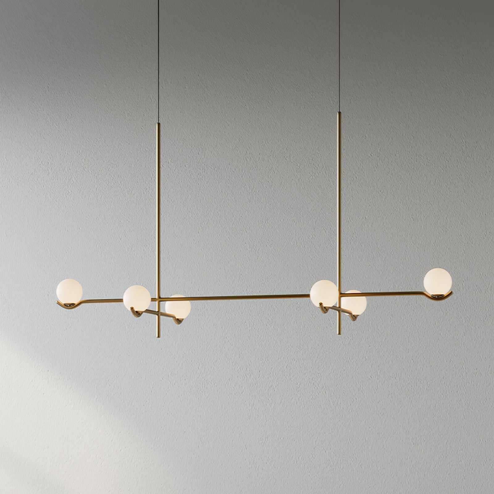 Moderne minimalistisk glaspendellampe med elegant design Hængende lampe Tech Butik 6 hoveder L 120cm x H 62cm Guld & Hvid