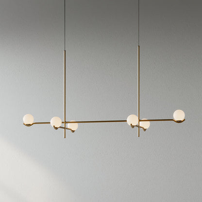 Moderne minimalistisk glaspendellampe med elegant design Hængende lampe Tech Butik 6 hoveder L 120cm x H 62cm Guld & Hvid