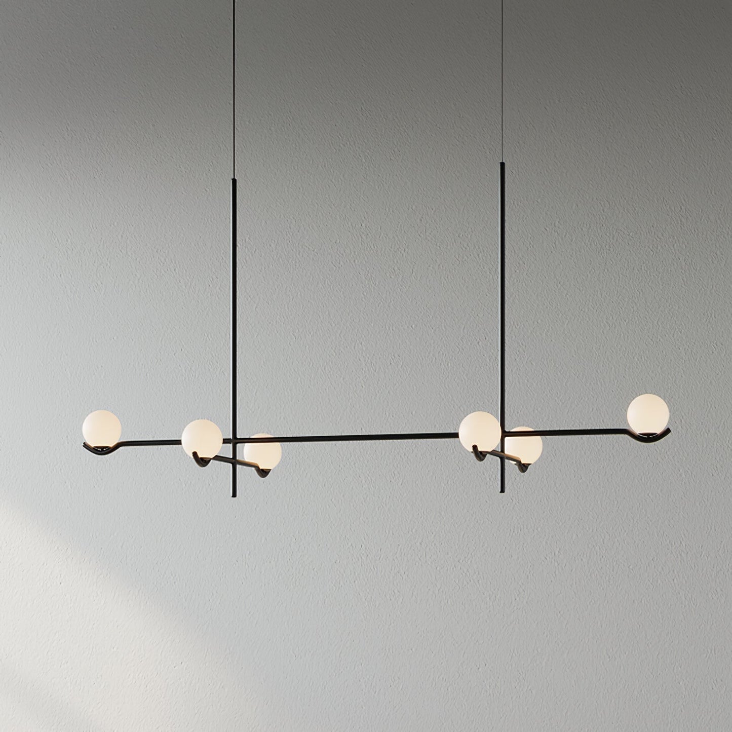Moderne minimalistisk glaspendellampe med elegant design Hængende lampe Tech Butik 6 hoveder L 120cm x H 62cm Sort & Hvid