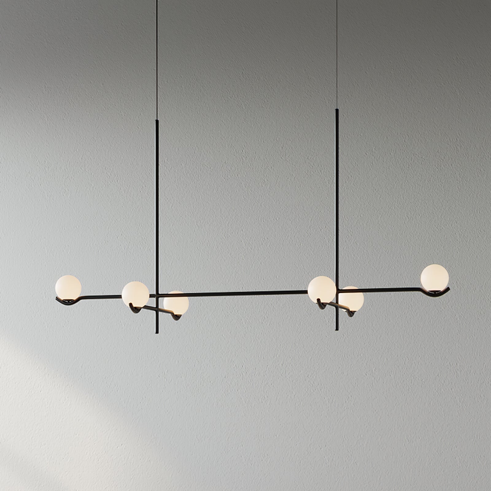 Moderne minimalistisk glaspendellampe med elegant design Hængende lampe Tech Butik 6 hoveder L 120cm x H 62cm Sort & Hvid
