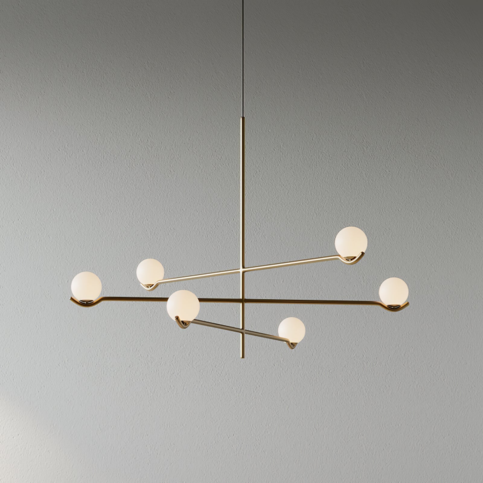 Moderne minimalistisk glaspendellampe med elegant design Hængende lampe Tech Butik 6 hoveder L 90cm x H 62cm Guld & Hvid