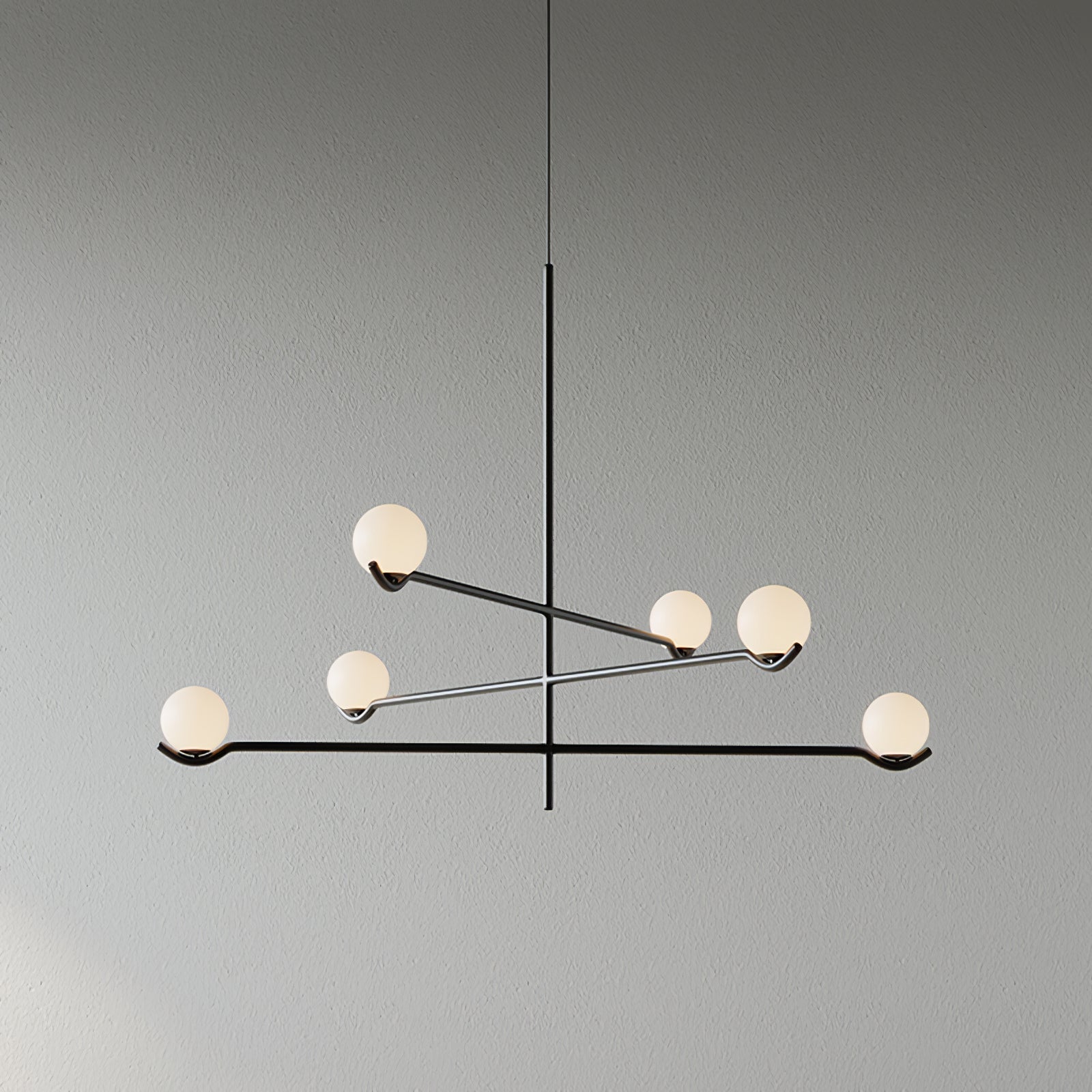 Moderne minimalistisk glaspendellampe med elegant design Hængende lampe Tech Butik 6 hoveder L 90cm x H 62cm Sort & Hvid