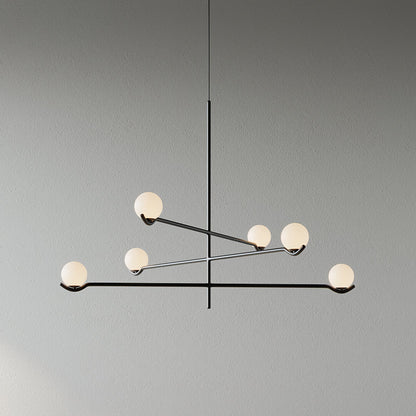 Moderne minimalistisk glaspendellampe med elegant design Hængende lampe Tech Butik 6 hoveder L 90cm x H 62cm Sort & Hvid
