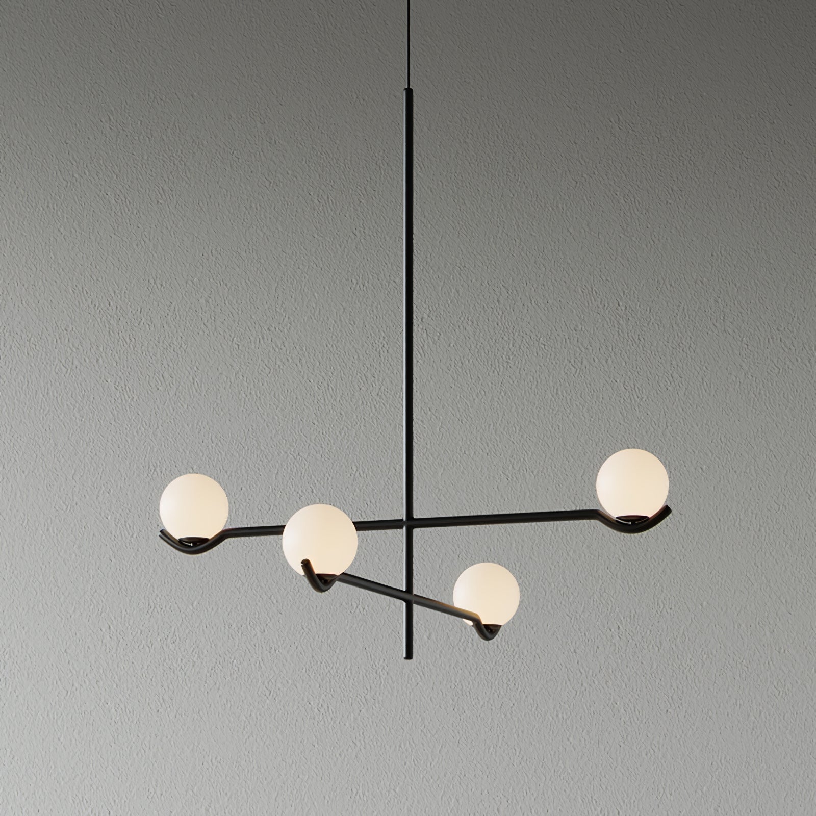 Moderne minimalistisk glaspendellampe med elegant design Hængende lampe Tech Butik 4 hoveder L 60cm x H 62cm Sort & Hvid