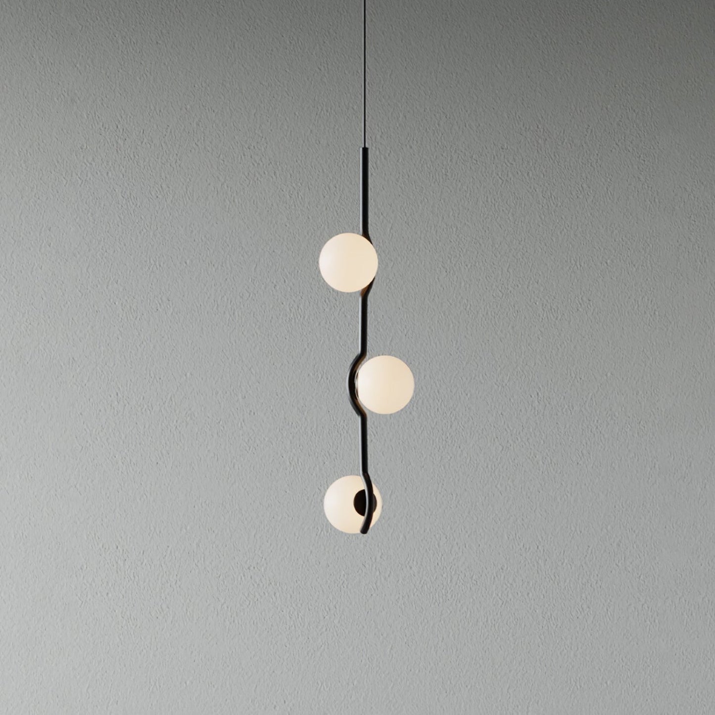 Moderne minimalistisk glaspendellampe med elegant design Hængende lampe Tech Butik 3 hoveder Dia 10cm x H 52cm Sort & Hvid