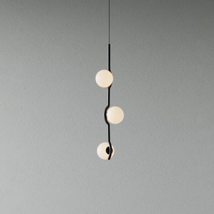 Moderne minimalistisk glaspendellampe med elegant design Hængende lampe Tech Butik 3 hoveder Dia 10cm x H 52cm Sort & Hvid