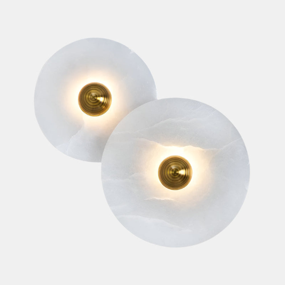 Moderne minimalistisk rund væglampe Væglampe Tech Butik 2 lamper Dia 25cm + Dia 30cm Guld & Hvid Varmt Lys