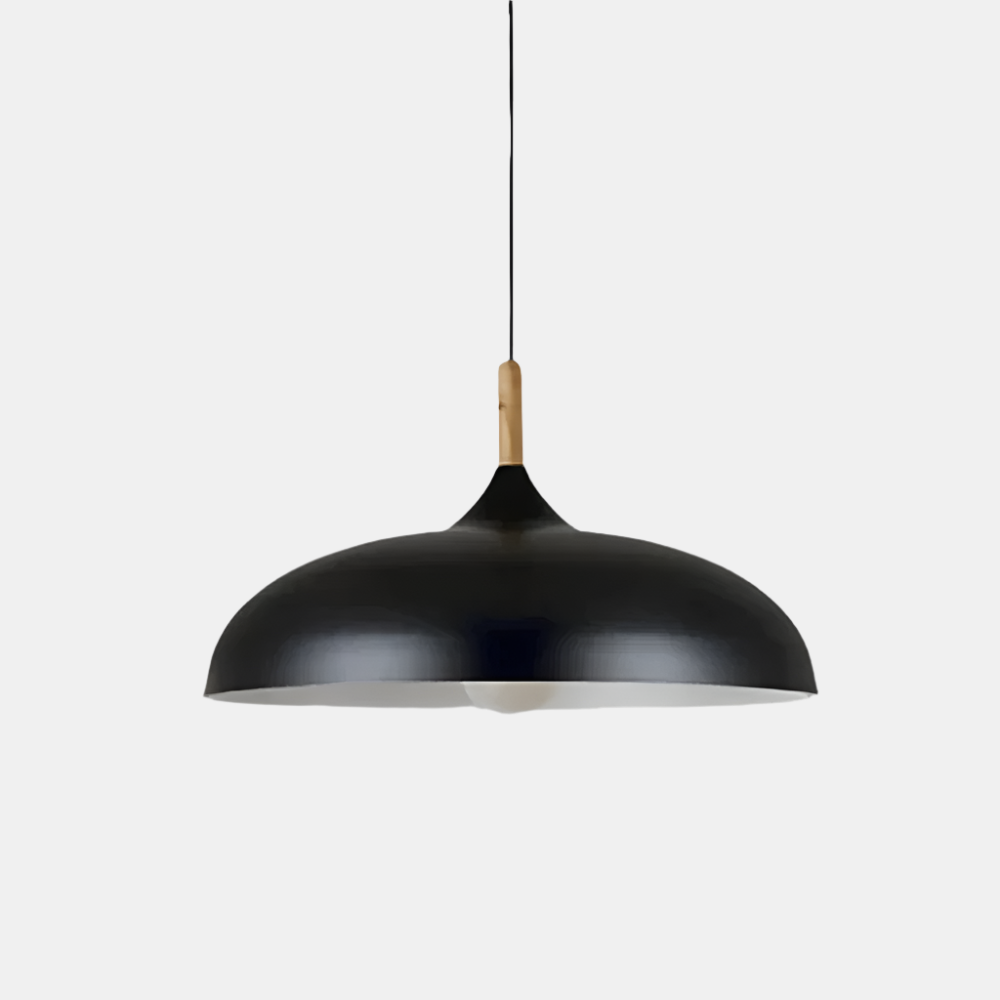 Moderne nordisk loftlampe i skandinavisk egetræsdesign Hængelampe Tech Butik Sort Varm Hvid dia35cm X h23cm